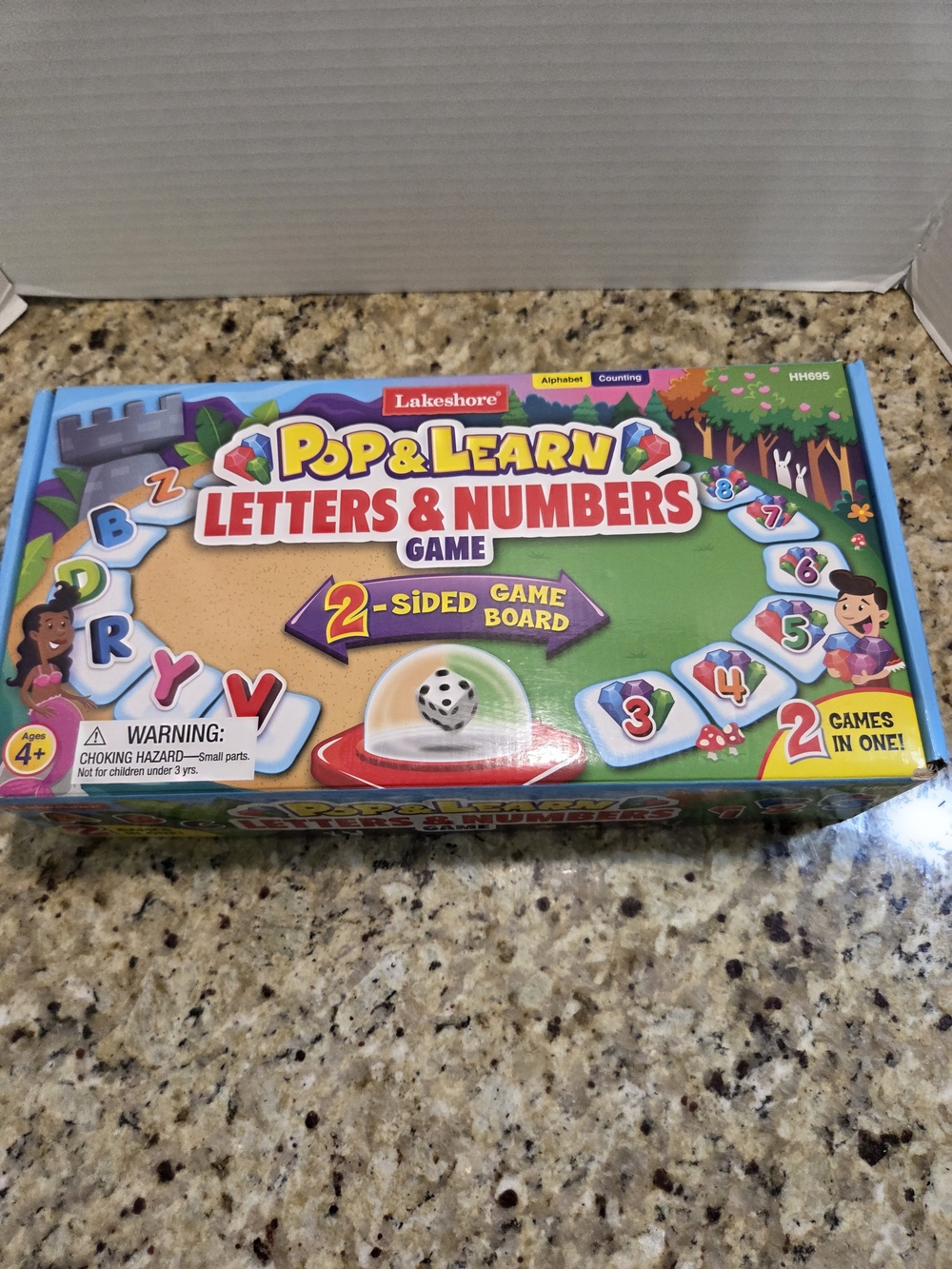 Lakeshore Pop & Learn Letters & Numbers Game 2 Sided Board Dice Popper HH695